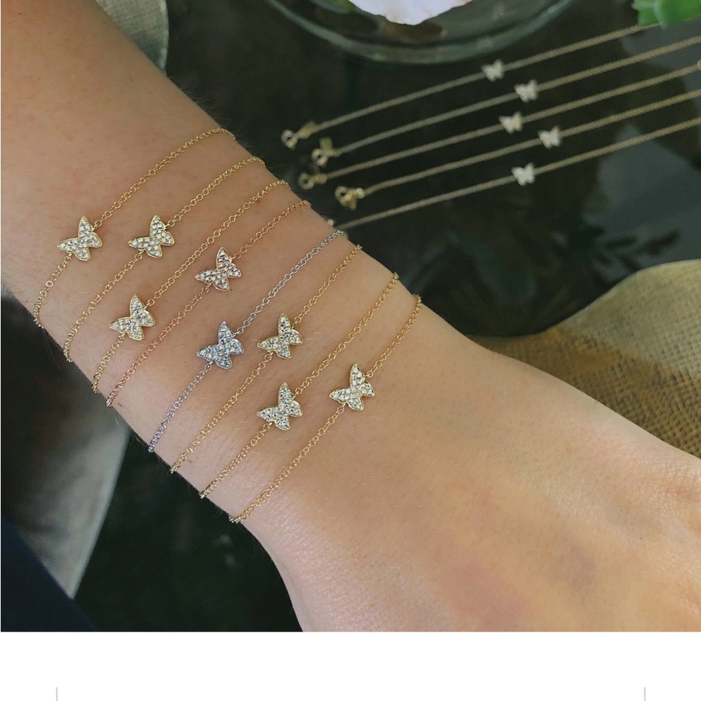 EF Collection Diamond Butterfly Bezel Chain Bracelet